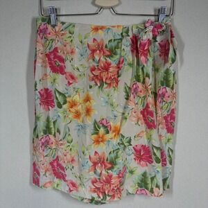 Emma James Womens Silk Skort Sz 10 Floral Wrap Front Resortwear Quiet Luxury